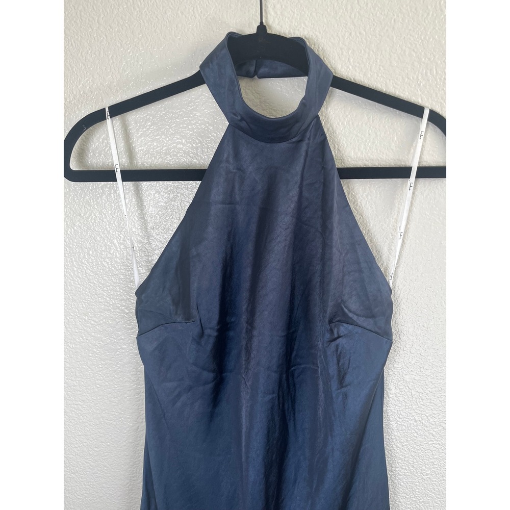 NWT Lulus Love in Your Life Satin Halter Maxi Dress Navy Blue Small - Picture 5 of 11